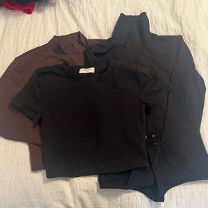 Aritzia Babaton Lot of Three Contour Tops Longsleeve Shortsleeve One Bodysuit